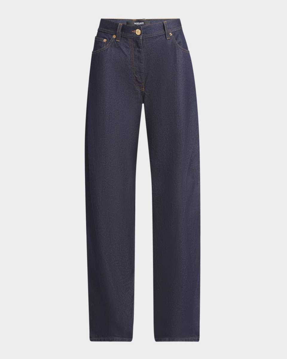 High-Rise Indaco Dark Wash Denim Barrel-Leg Pants